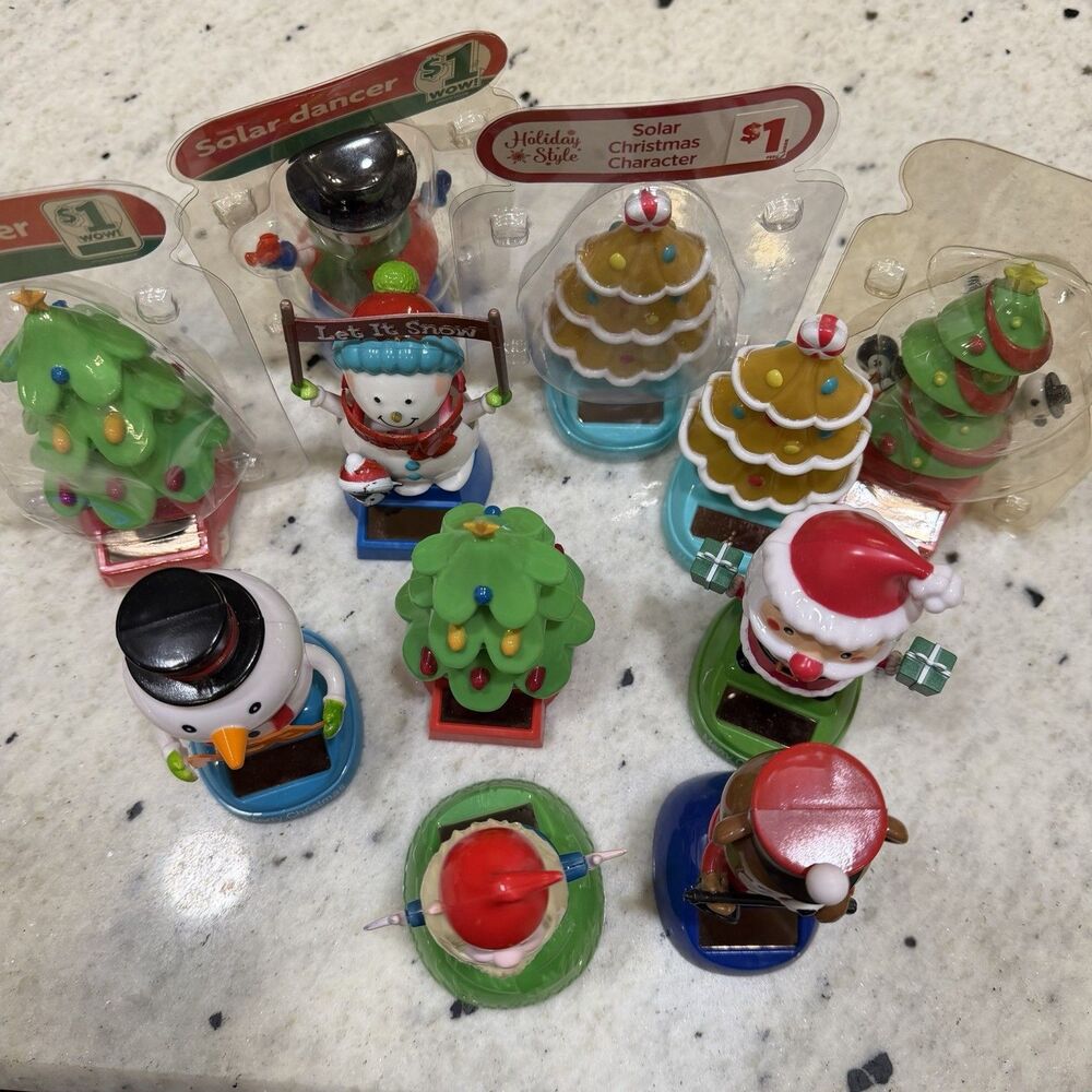 Lot of 11 Misc. Solar Power Dancing Bobble Toy Figures Christmas Gnome Some New